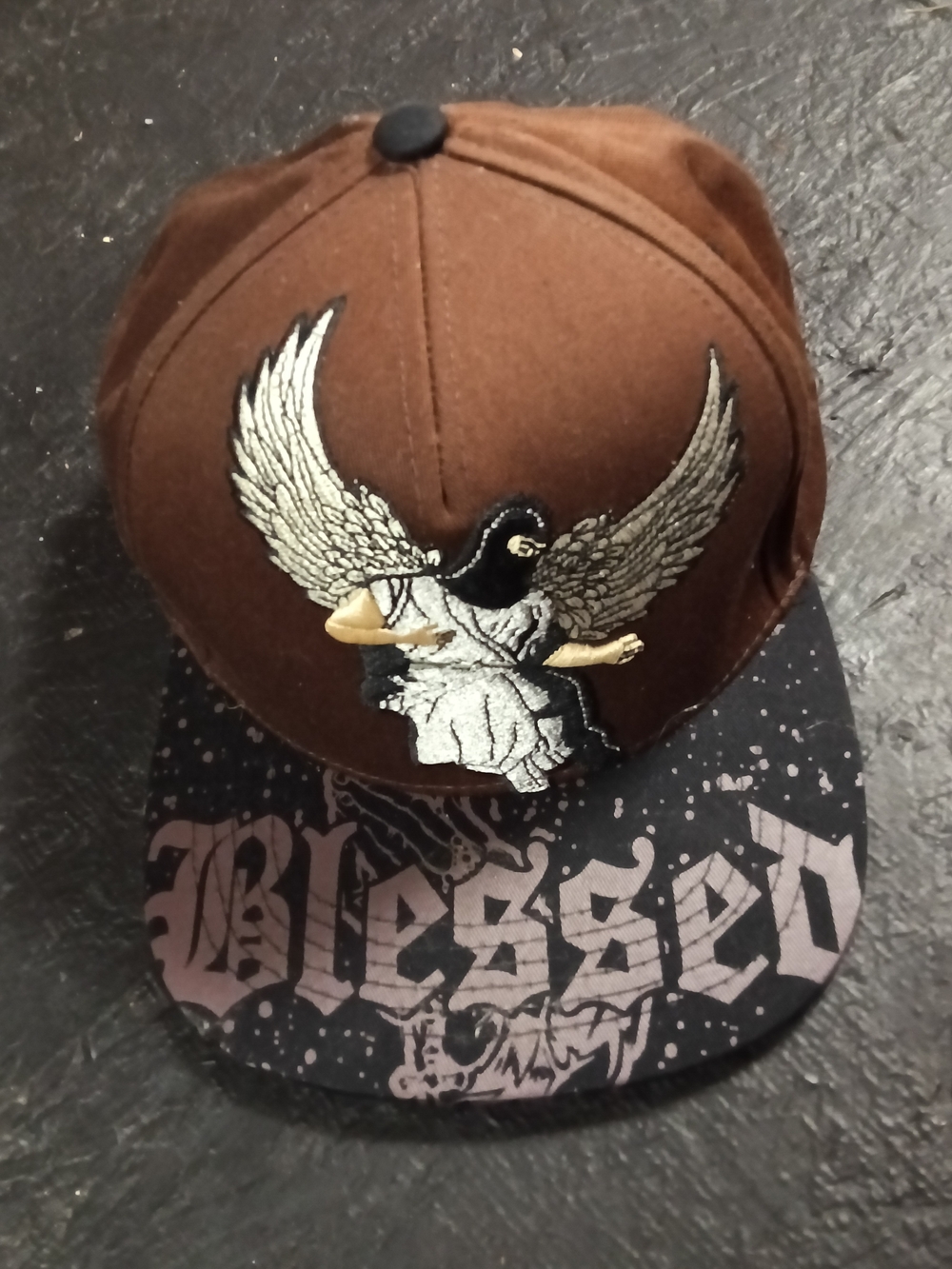 Brown Angel Embroidered Top Level Snapback Hat